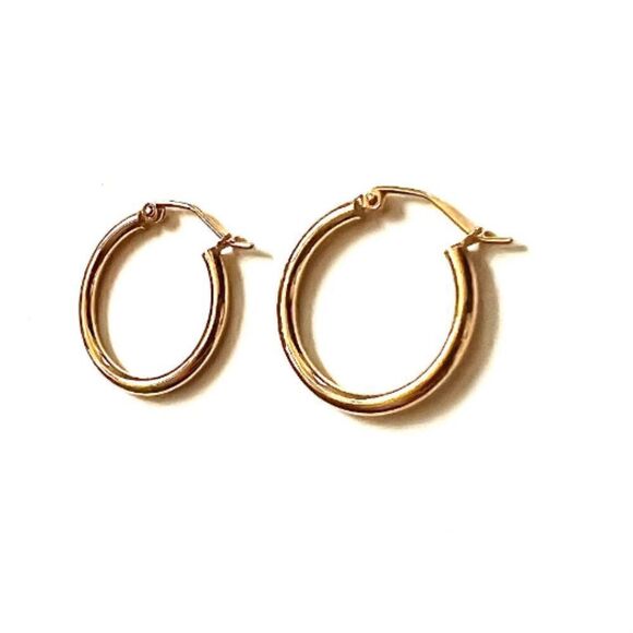 14K real gold Hoop Earrings | Hoop earrings | 2 mm thickness | 20 mm Diameter | - Picture 4 of 7